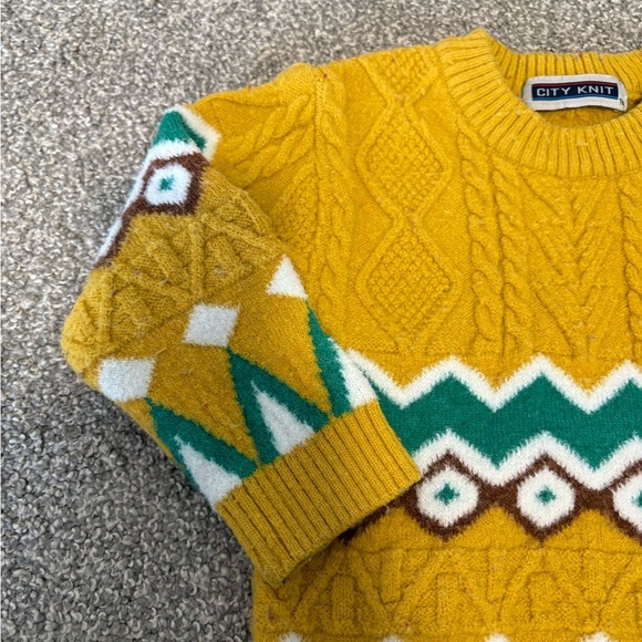 City Knit Vintage Toddler Baby Knit Yellow Sweater 18m - Picture 6 of 14